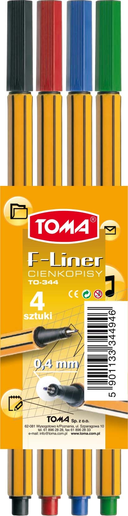 Cienkopis Toma F-Liner TO-344 4kol.